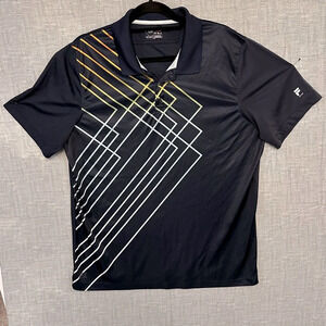 FILA sport golf 1/4 button collar shirt dark navy blue 3 button collar size XL